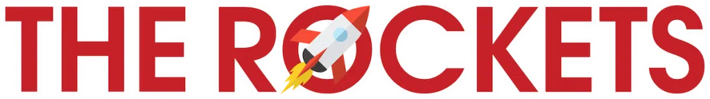 Das Rockets-Logo auf schwarzem Hintergrund mit Bandcoaching-Betonung.